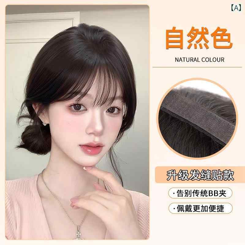 ヘアピース レディース 女性用 前髪付き トップカバー 部分ウィッグ つけ毛 手植え 自然色 モカブラウン