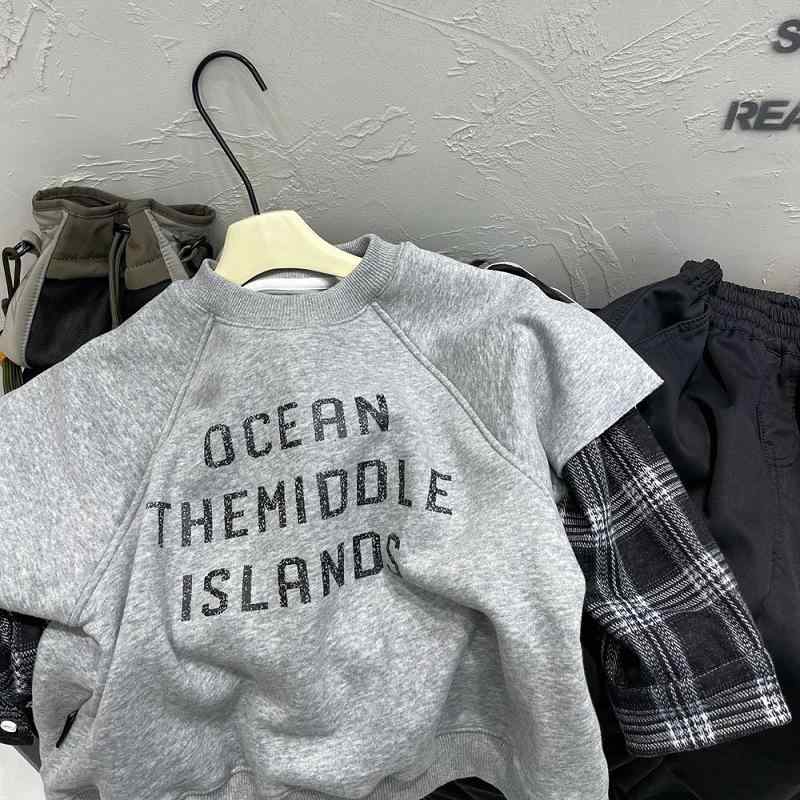 Other - 子供用スウェット キッズ 男の子 裏起毛 厚手 長袖 プルオーバー トップス 80cm 90cm 100cm 110cm 120cm 130cm 普段着 おしゃれ かわいい 冬 グレー