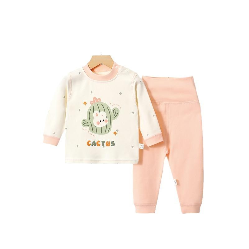 ベビー服 上下セット パジャマ 綿 長袖 腹巻付き 赤ちゃん 新生児 男の子 女の子 春秋 かわいい 73CM 80cm 90cm 100cm ピンク系 グリーン系 イエロー系