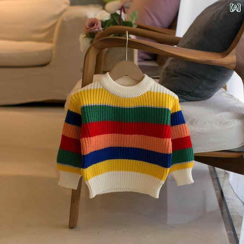 ニット キッズ 配色 長袖 セーター 秋冬 幼児 かわいい 丸首 プルオーバー 90cm 100cm 110cm 120cm 130cm