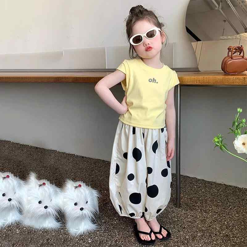 子供用セットアップ ガールズ 薄手 半袖 トップス 蚊除けパンツ 2点セット イエロー系 100cm 110cm 120..