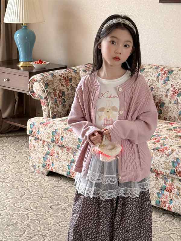 子供服 カーディガン 女の子 ニットカーディガン ニットアウター 長袖 丸首 無地 ピンク イエロー 100cm 110cm 120cm 130cm 140cm 150cm 160cm 韓国版 かわいい ガールズ