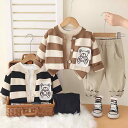 子供用ニットカーディガン パンツセットアップ 春秋 長袖 コットン100% テディベア アップリケ 韓国風 かわいい 普段着 ベビー 幼児 ブラウン ブラック ...