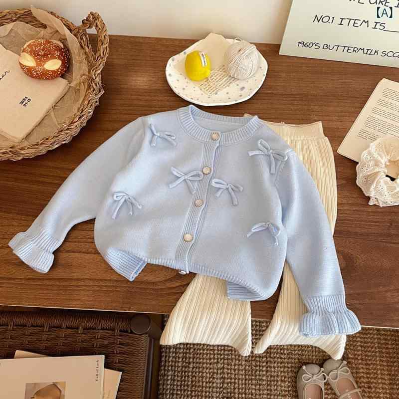 ニットカーディガン ガールズ 女の子 ベビー キッズ 子供服 かわいい 蝶結び 長袖 ...