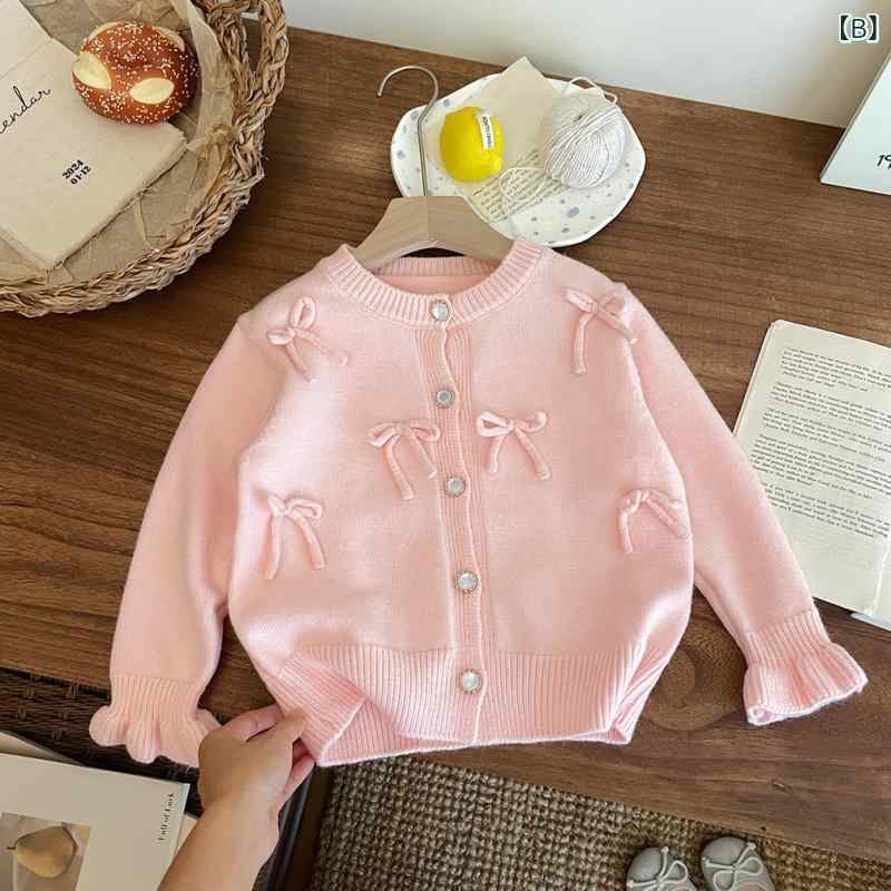 ニットカーディガン ガールズ 女の子 ベビー キッズ 子供服 かわいい 蝶結び 長袖 ...