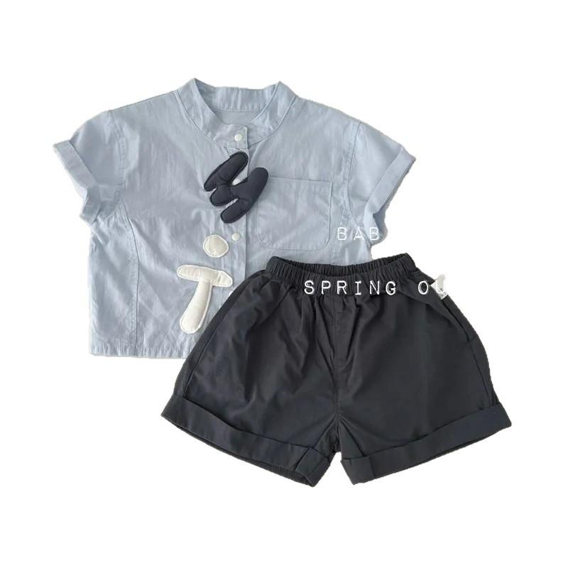 キッズ 男の子用 半袖シャツ ショートパンツ 上下2点セット 薄手 接触冷感 アニマル柄 カジュアル 部屋..