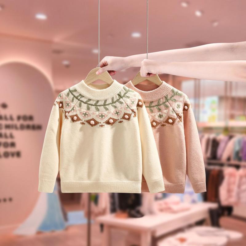 ニット・セーター ガールズ 厚手 秋冬 中大童 女の子 ニット プルオーバー 120cm 130cm 140cm 150cm 160cm オフホワイト ピンク系
