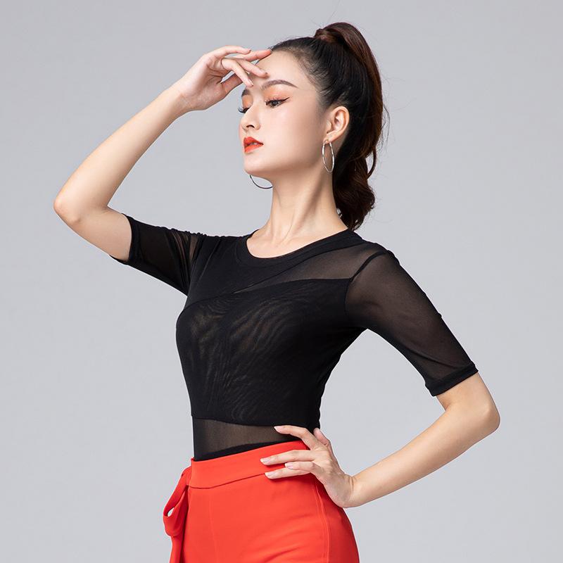 ダンスウェア レディース ラテンダンス トップス 社交ダンス レッスン着 練習着 競技用 バレエ 体操 発表会 ステージ衣装 無地 長袖 M L XL XXL XXXL 4XL ブラック ブルー パープル