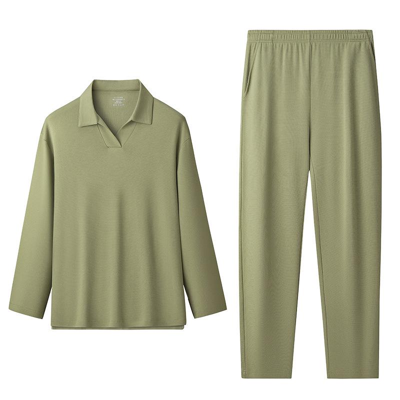 パジャマ メンズ 男性用 上下セット 長袖 長ズボン 綿 Vネック 秋冬 寝間着 部屋着 リラックスウェア ..