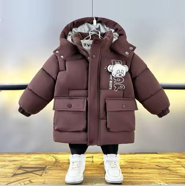 Coat - 子供用ダウンジャケット キッズ 白ダックダウン 中綿入り 防寒 フード付き 90cm 140cm 秋冬 幼稚園 保育園 小学生 男の子 撥水加工 あったか