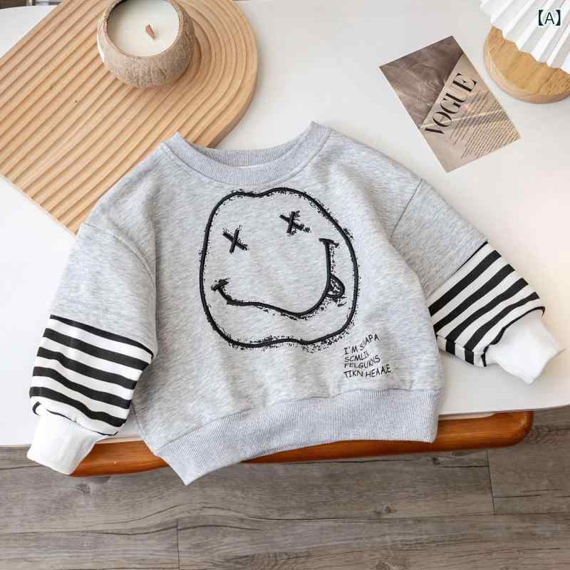 子供用トレーナー 秋冬 厚手 裏起毛 長袖 トップス 男女兼用 ベビー 幼児 小学生 普段着 部屋着 グレー 灰色