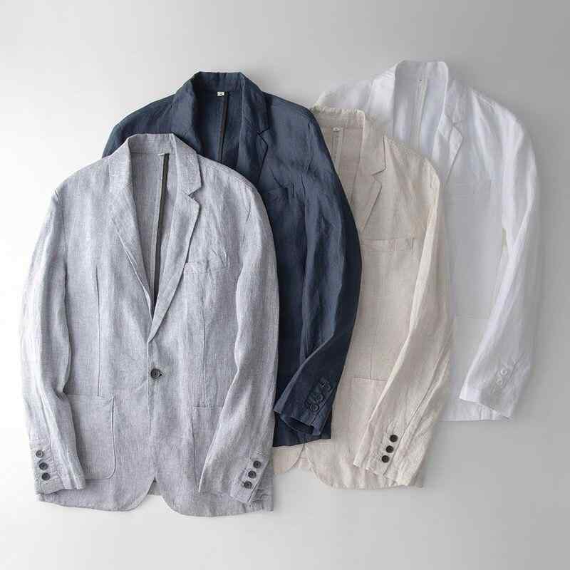 Trousers, Bottoms - 麻 メンズ リネン サマージャケット 男性用 テーラードジャケット 薄手 接触冷感 紫外線対策 民族風 グレー ブルー ベージュ ホワイト
