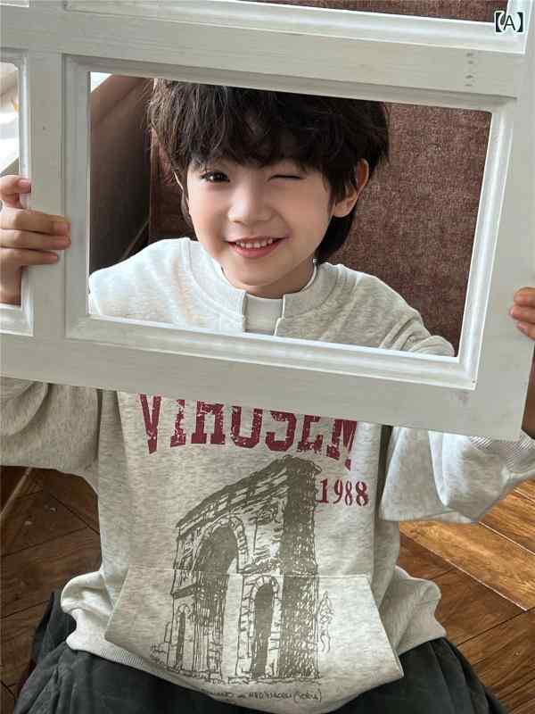・カテゴリ: 子供用トレーナー・スタイル: 韓国風・対象: 男女兼用・対象年齢: 3～8歳・袖丈: 長袖・柄: 漫画、アバター、文字・素材: 綿・主な生地の成分: 綿90%・色: 白灰、青・適合身長: 100cm、110cm、120cm、130cm、140cm、150cm、160cm