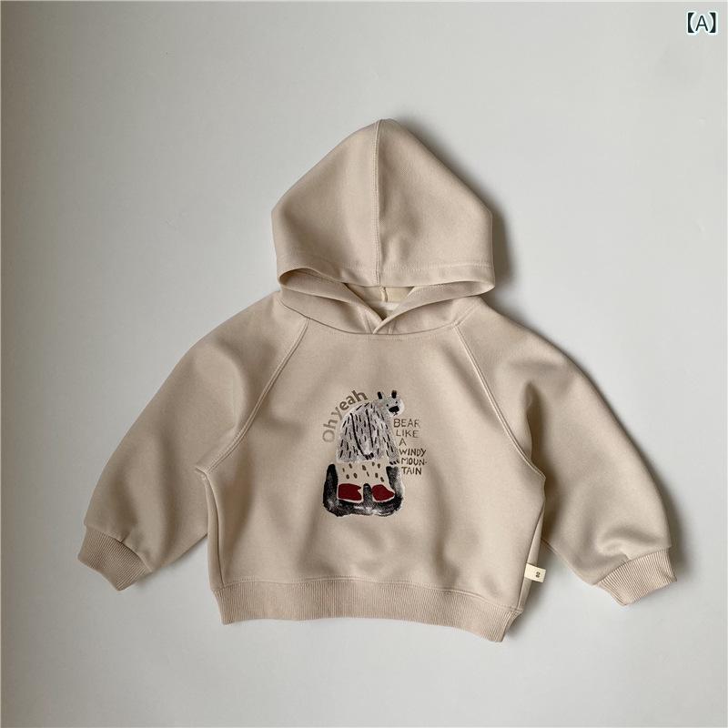 子供服 スウェットシャツ キッズ 男女児兼用 春秋 冬 北極熊柄 フード付き トップ...