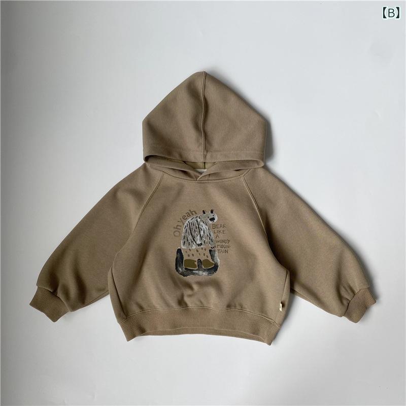 子供服 スウェットシャツ キッズ 男女児兼用 春秋 冬 北極熊柄 フード付き トップ...