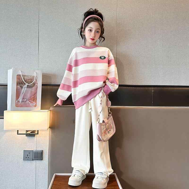 Other - 子供用スウェットシャツ ガールズ 春秋 ストライプ プルオーバー 長袖 Tシャツ 120cm 130cm 140cm 150cm 160cm 170cm 普段着 部屋着