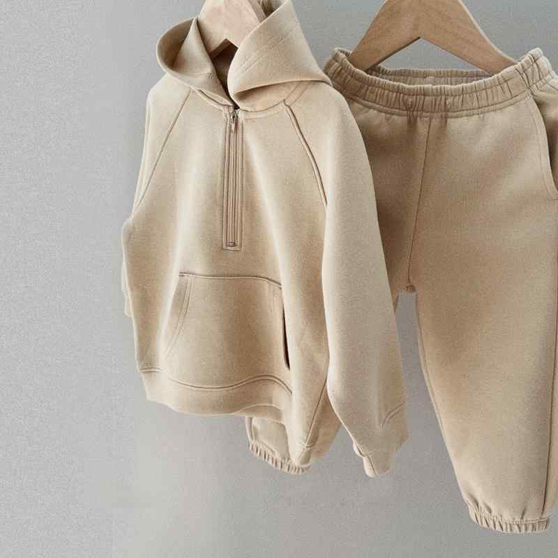 子供用セットアップ 秋冬モデル ハーフジップパーカー &amp; スウェットパンツ 2点セット 裏起毛 普段使い かわいい 80cm 90cm 100cm 110cm 120cm 130cm 2