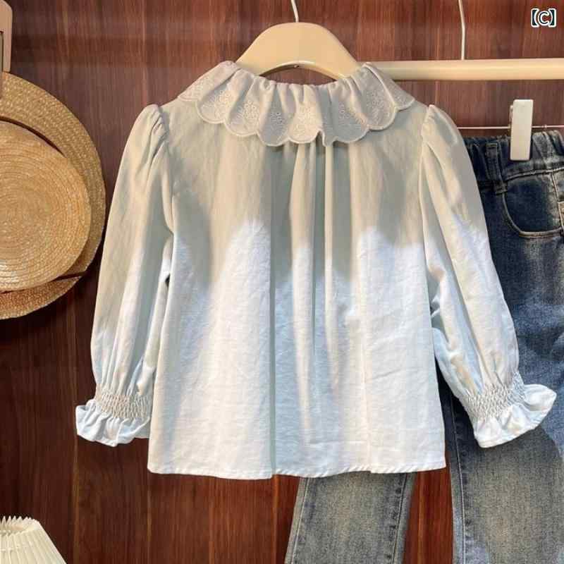 子供服 女の子 小香風 セットアップ 春物 子供 ガールズ ベスト シャツ デニムパン...