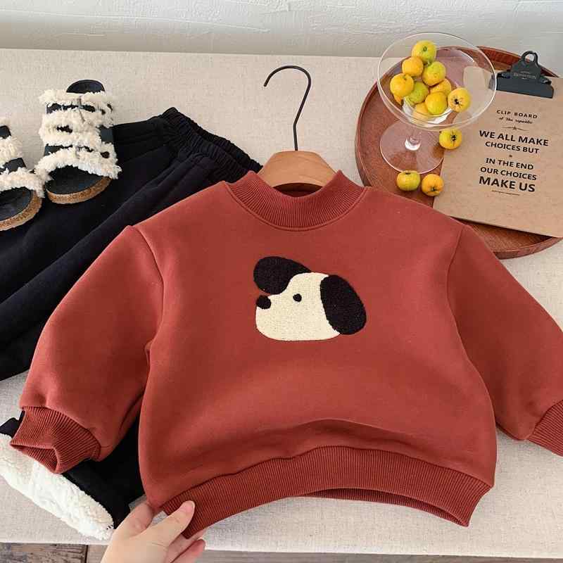 キッズ スウェット 裏起毛 男の子 長袖 トップス プルオーバー 秋冬 厚手 刺繡 カットソー 80 90 100 1..