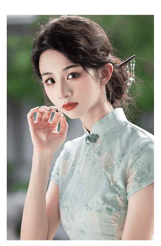 チャイナドレス レディース レトロ風 ポリエステル グリーン 立襟 半袖 ロング丈 S M L XL XXL XXXL XXXXL