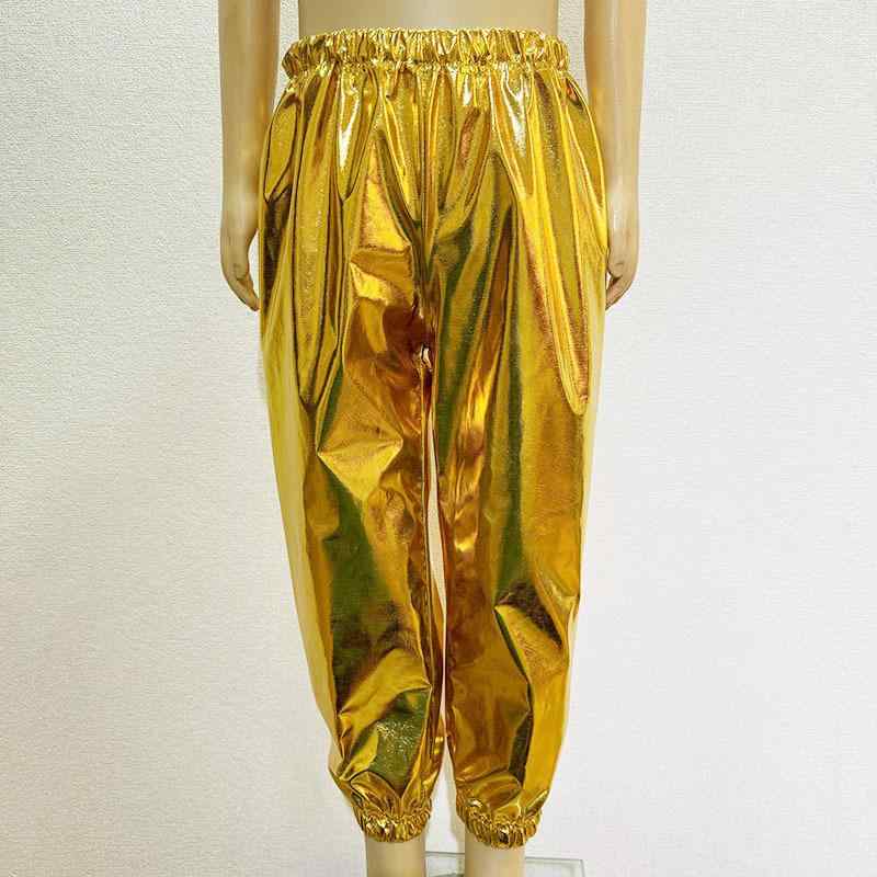 パンツ 子供 大人 男女兼用 舞台衣装 ダンス 伸縮性 裾絞り ズボン シルバー 大 красный マゼンタ ブラック ゴールド 青 緑 紫 スパンデックス