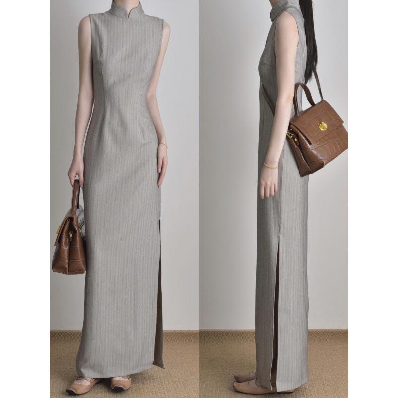 ワンピース レディース 新しいスタイルのチャイナドレス レトロ Aライン 高見え ノースリーブ マカロン..