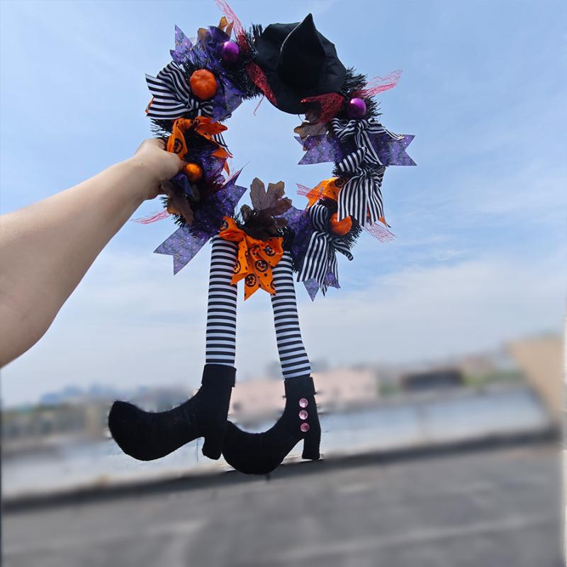 ハロウィン リース 飾り ドアハンガー 桔色 南瓜 スケルトン 骸骨 壁掛け パーティー イベント