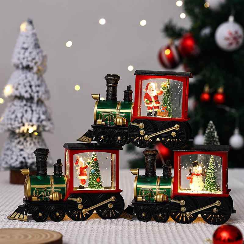 クリスマス 小夜灯 オブジェ トレイン 列車 彩色 ペイント 金色 かわいい 樹脂 プラスチック製 カート..