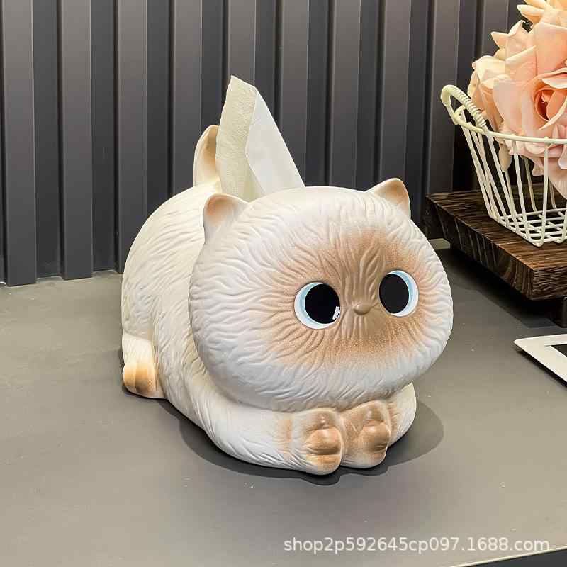 ティッシュボックス リビング 卓上 陶器 詰め替え 猫 かわいい おしゃれ モダン シンプル 家庭用 多用途