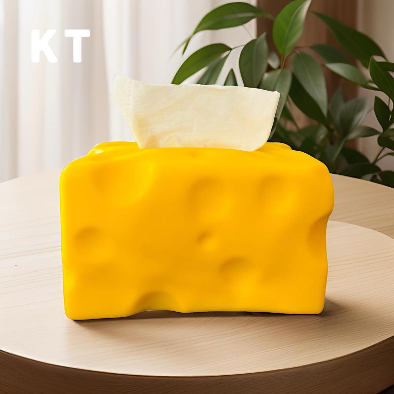 ティッシュボックス レディース 卓上 詰め替え 陶器製 チーズデザイン かわいい ナプキン ホルダー ケ..