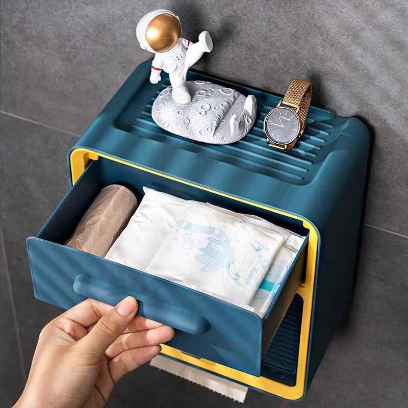トイレットペーパーホルダー 壁掛け 北欧風 防水 ダブル シングル 浴室 トイレ 収納棚付き グレー パープル ネイビー
