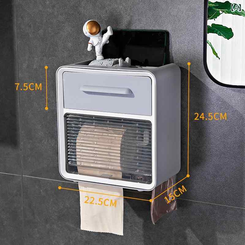 トイレットペーパーホルダー 壁掛け 北欧風 防水 ダブル シングル 浴室 トイレ 収納棚付き グレー パープル ネイビー 2