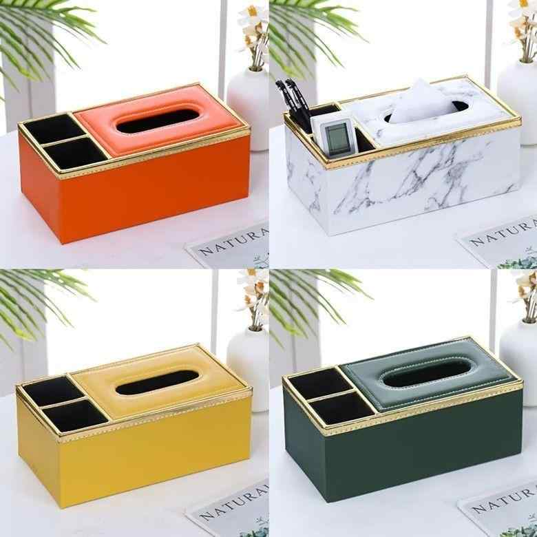 ティッシュボックス 高級感 多機能 リモコン 収納 小物入れ ロゴ入れ可能 レザー 木目調 ティッシュケ..