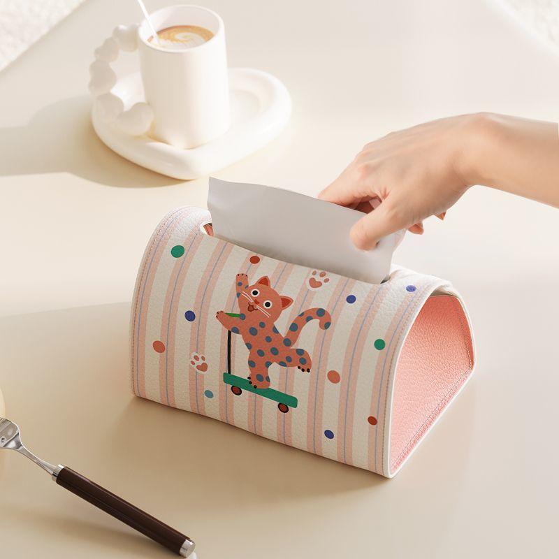 ティッシュボックス レディース 車載 収納ケース かわいい 多機能 レザー 壁掛け 滑車猫咪 気球小狗