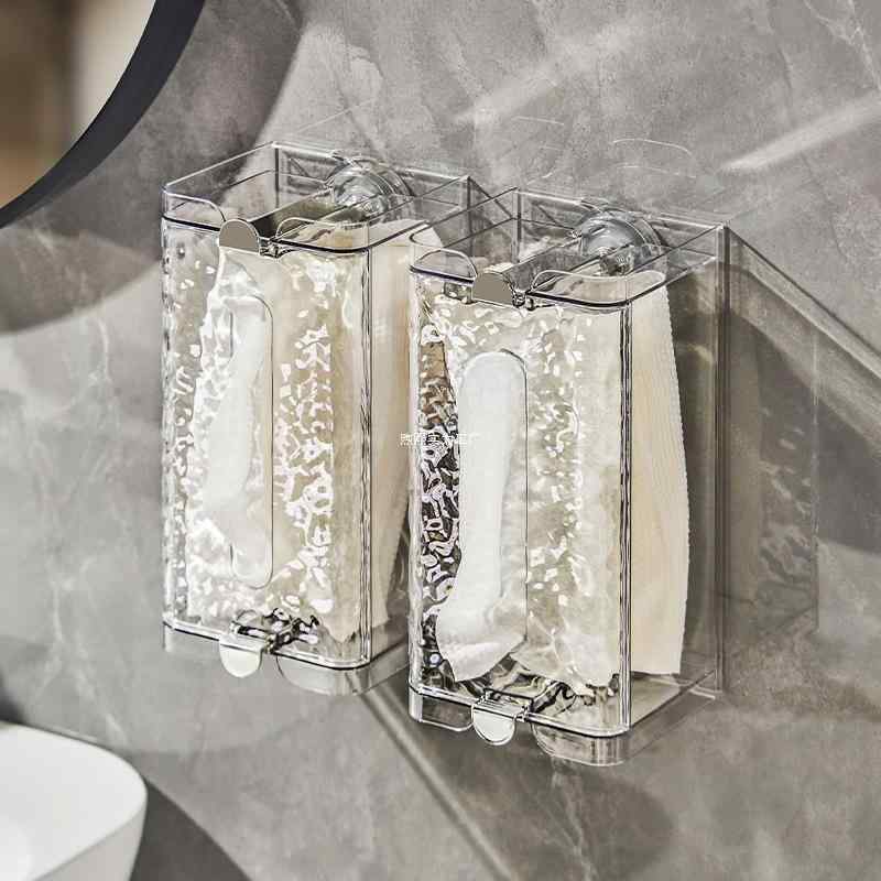 ティッシュケース レディース 壁掛け 防水 洗面所 トイレ 収納 おしゃれ かわいい 透明 グレー シルバー