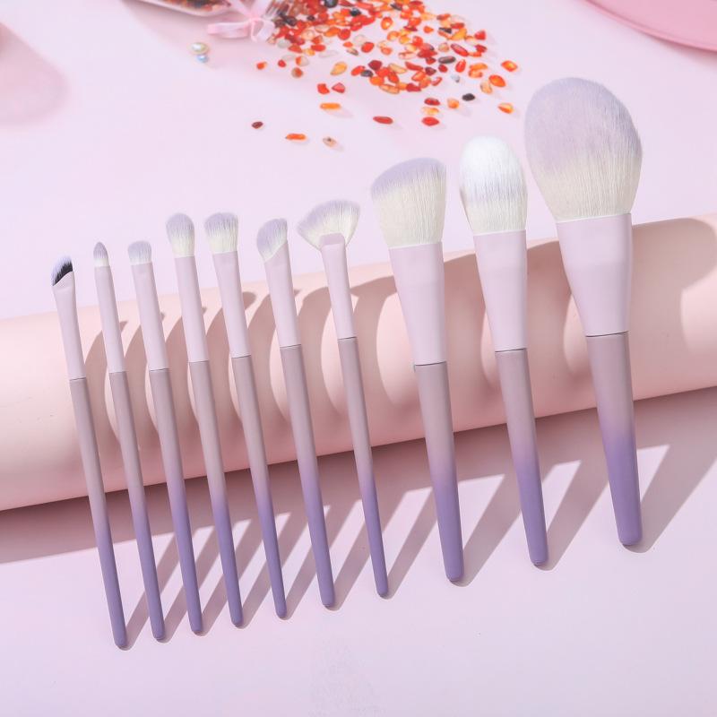 メイクブラシ 10本セット スターパープル 人工繊維 初心者向け メイクブラシセット アイシャドウブラシ ポーチ付き