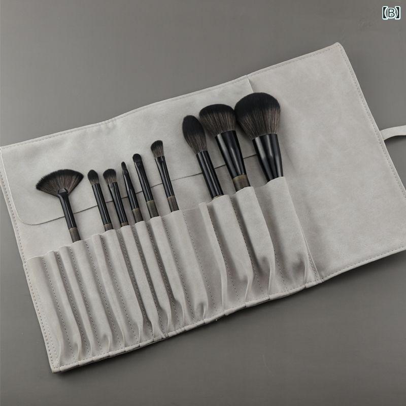 メイクブラシ レディース セット 灰リス毛 フェイスブラシ チークブラシ ハイライトブラシ シェーディングブラシ ノーズシャドウブラシ 化粧ブラシ 9本セット