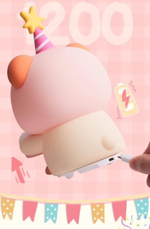 ナイトライト レディース ケーキ熊 USB電源 ABS製 かわいい シリコン製 卓上照明 授乳ライト ベッドサイドランプ 間接照明 常夜灯 停電対策 誕生日 ギフト