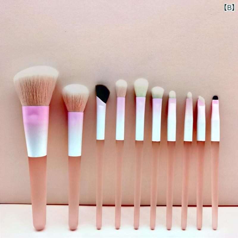 メイクブラシ 10本セット パウダーブラシ チークブラシ アイシャドウブラシ 携帯用 ブルー系 ピンク系