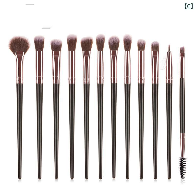 メイクブラシ 12本セット アイシャドウブラシ コスメブラシ 化粧ブラシ やわらかい シャンパン色 黒 金 南米 東南アジア