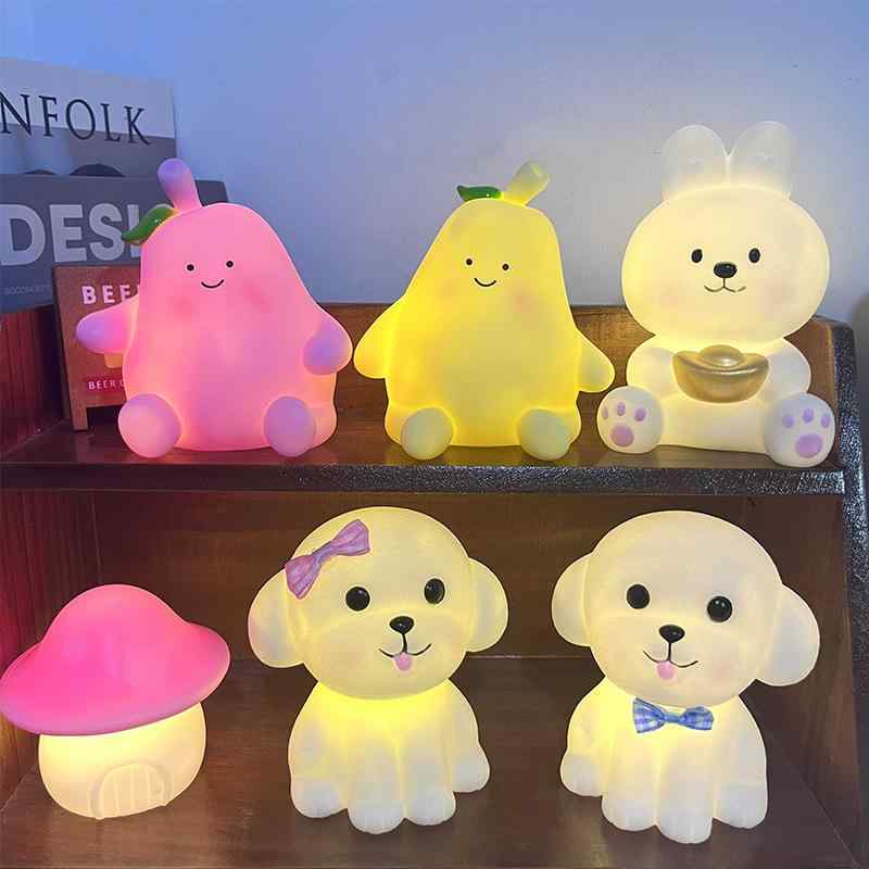 ナイトライト キッズ かわいい ベッドサイド 卓上 玩具 ぬいぐるみ風 癒やし 授乳 ライト 黄色 青色 ピンク