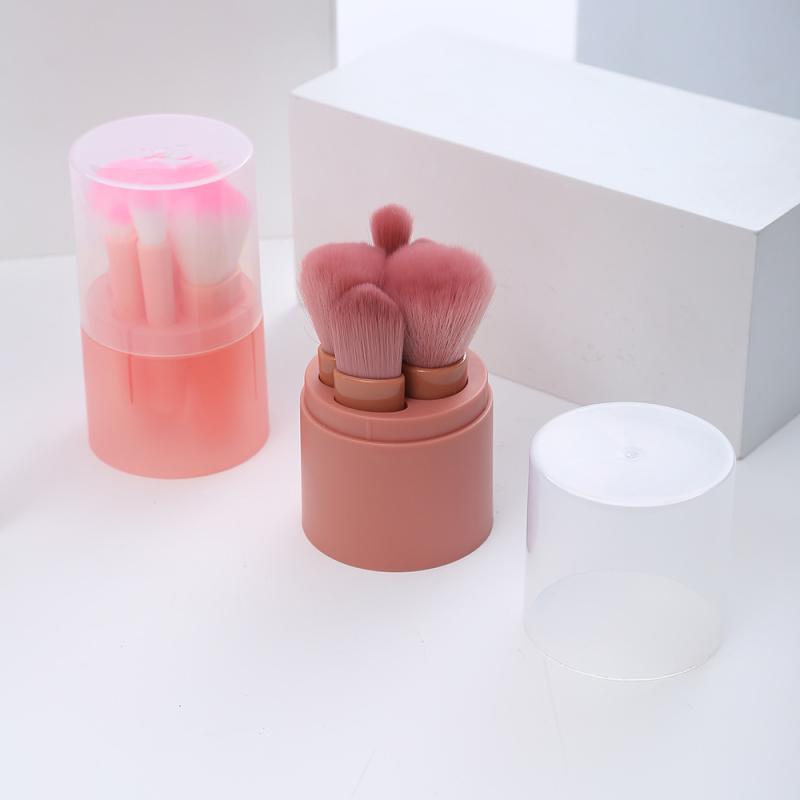 メイクブラシ レディース 5本セット 携帯用 収納ケース付き フェイスブラシ アイシャドウブラシ 人工毛 ピンク系