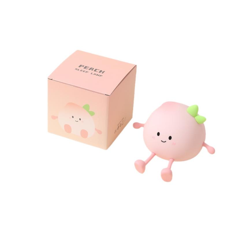 ナイトライト ベビー かわいい 桃 ベッドサイド 授乳 暖色系 七色 触摸式 シリコン製