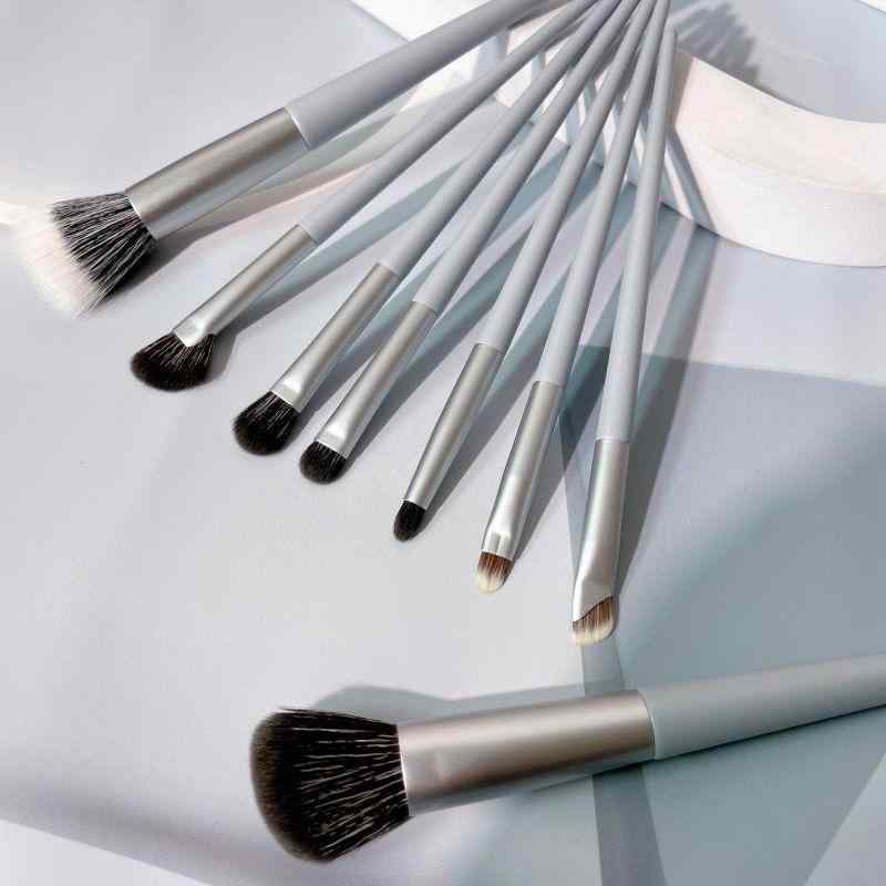 メイクブラシ セット 8本 羊毛 人工繊維 アイシャドウブラシ チークブラシ 鼻影ブラシ コンシーラーブラシ フェイスブラシ ブルー系