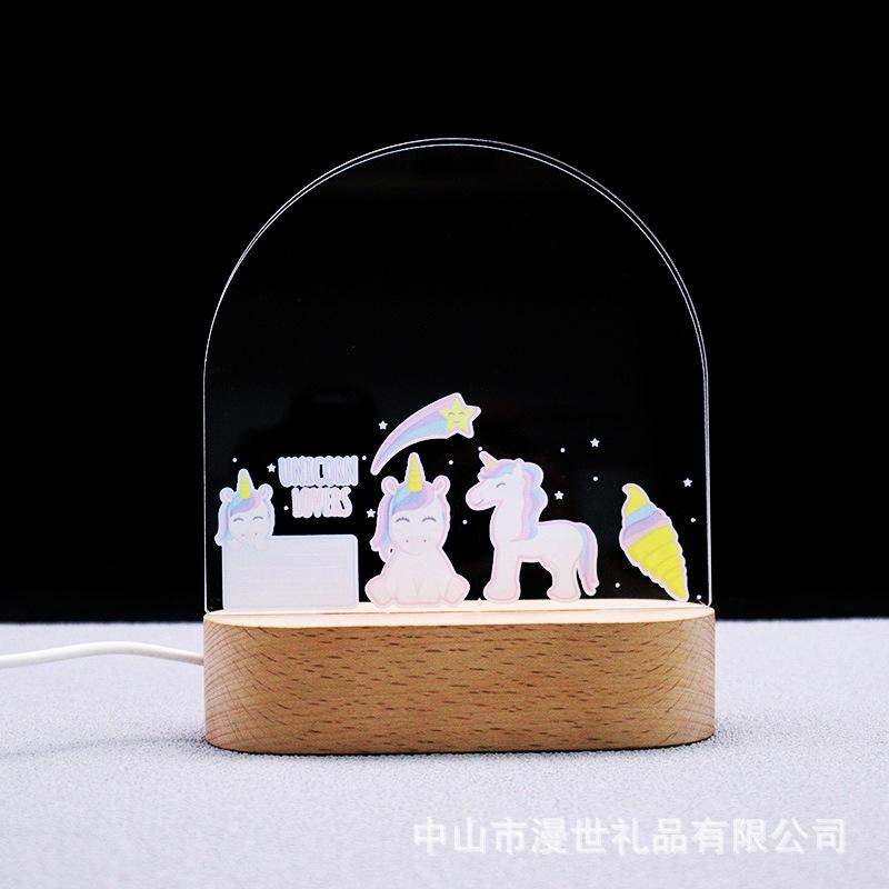 小夜灯 かわいい動物 3D LED台灯 卓上ライト DIY 備忘録 留言板 アクリル製 北欧風 モダン USB充電式 電池式 寝室 子供部屋 間接照明