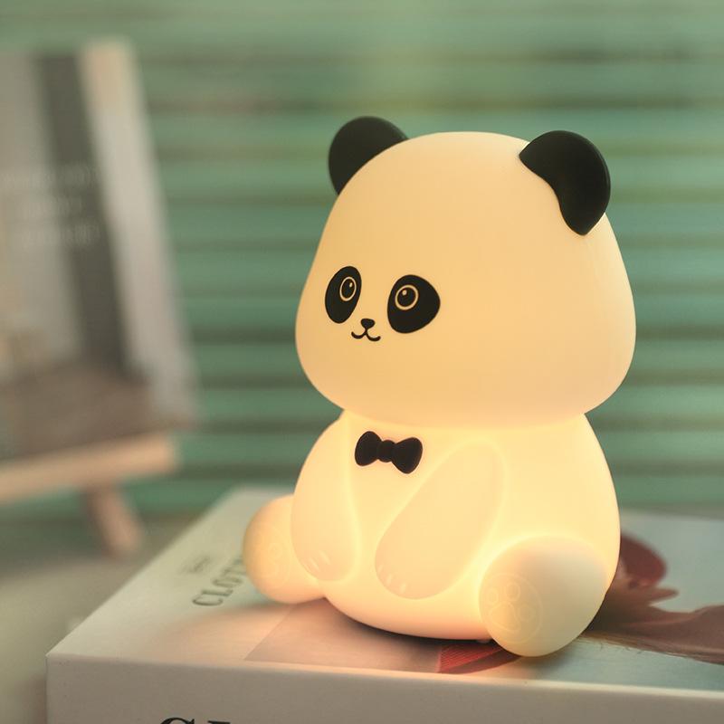 ナイトライト かわいい 熊猫 シリコン製 タッチ式 デスクライト 間接照明 インテリア 摆件 授乳ライト 常夜灯
