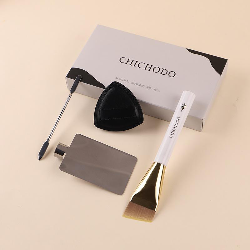 ファンデーションブラシ 斜めカット 人工繊維 パウダーブラシ メイクブラシ セット アクリル製 長杆 携..