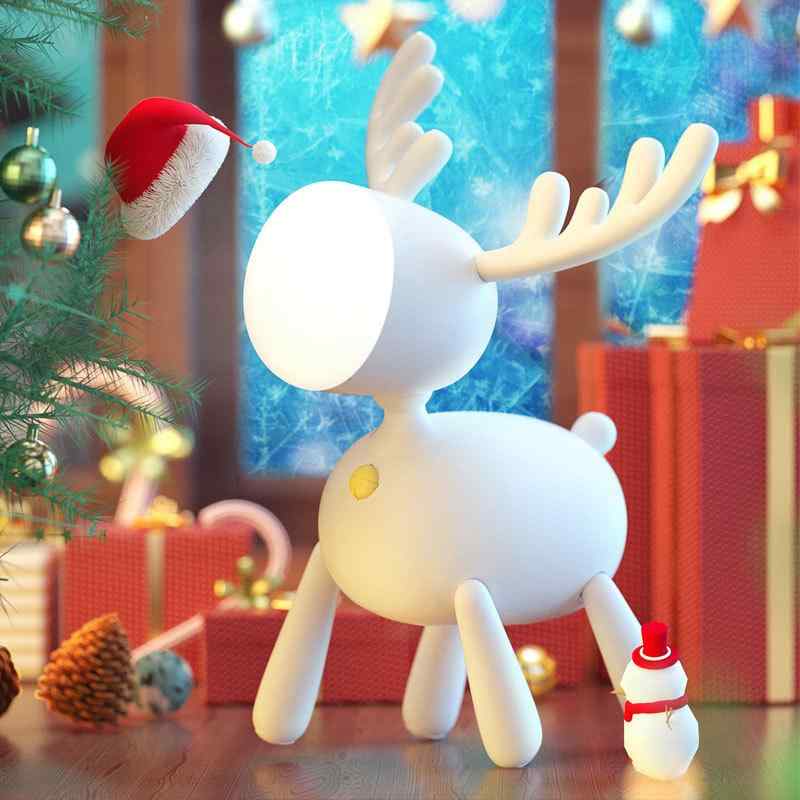 ナイトライト 子供部屋 ベッドサイドランプ 鹿モチーフ ムードライト 授乳ライト 白色 カキ色 無段階調光