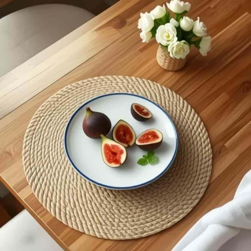 鍋敷き テーブルマット プレースマット 北欧風 耐熱 麻 編み込み コースター 断熱マット 碗皿用 ins風