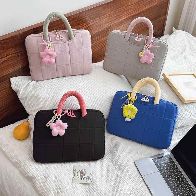 PCケース レディース かわいい 韓国風 シンプル 15インチ パソコンバッグ トートバッグ 灰色 黒色 紺色 桃色 コットン